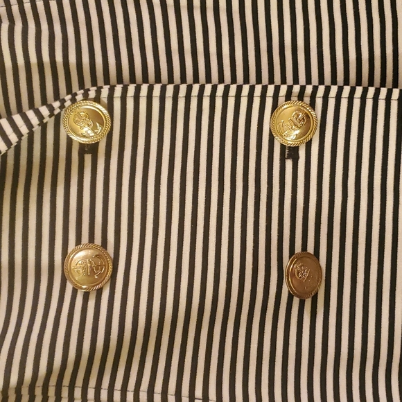 CAbi 823 Nautical Double Breasted Jacket Navy White Striped Jack size La… - Picture 6 of 12